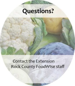 oval photo of cauliflower, potatoes and purple cabbage with title: "Questions?"