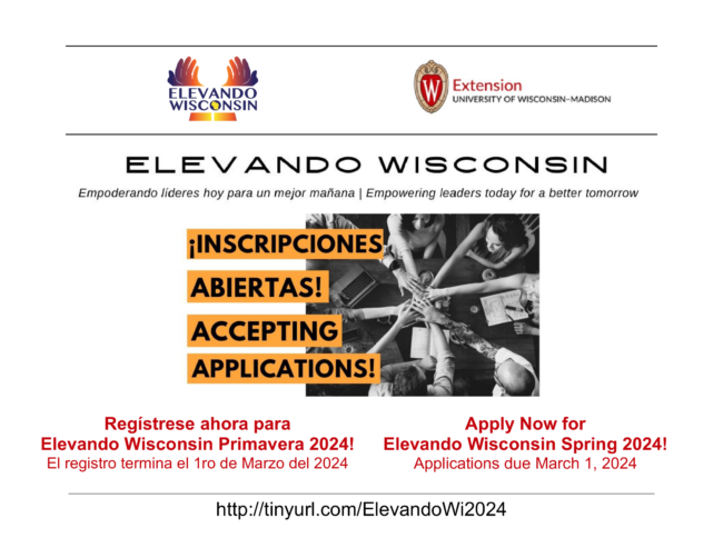 graphic that promotes Elevando Wisconsin programming in 2024